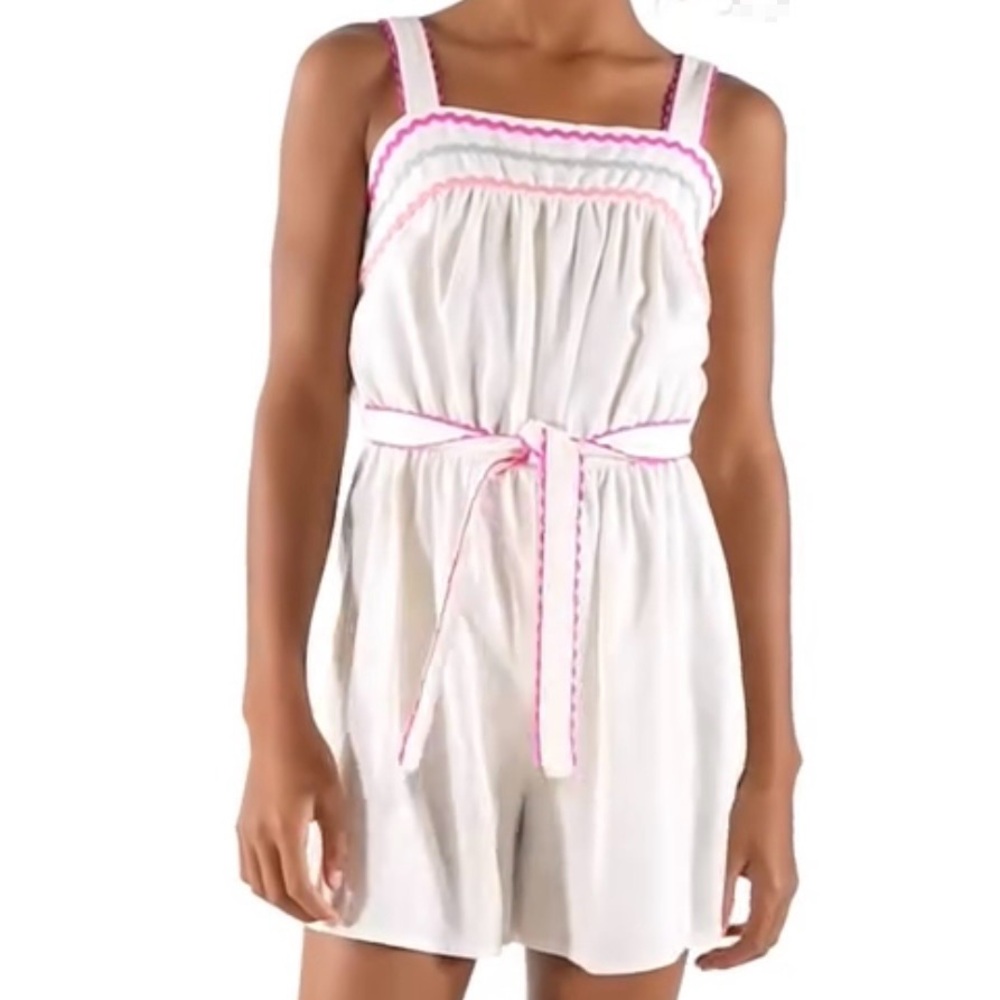 Speechless girls white, Pink Romper Linen blend Size M (10/12) NWT